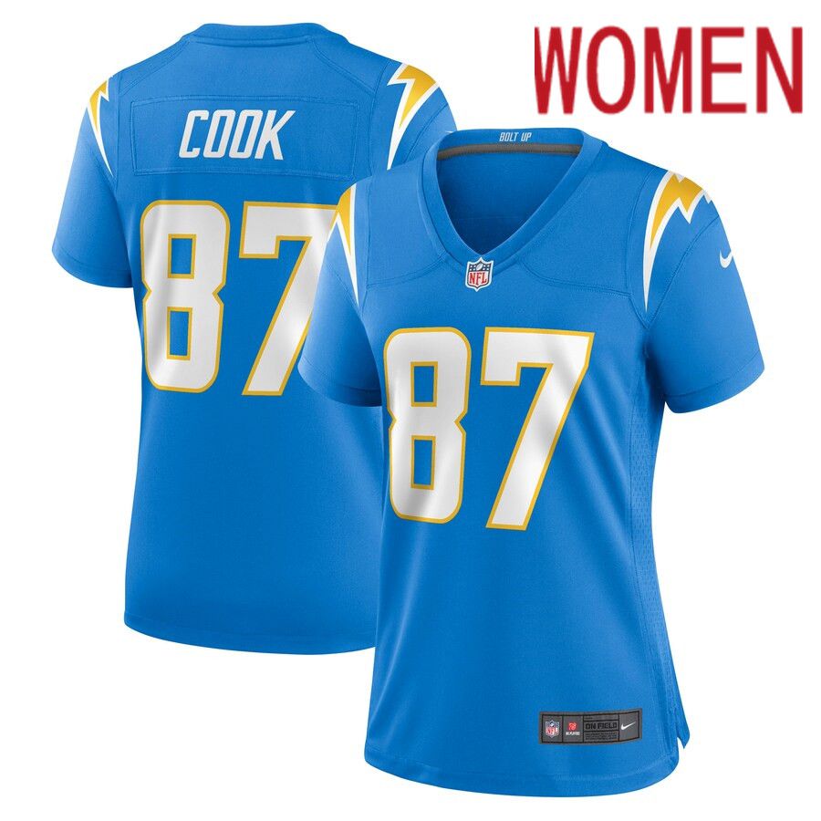 Women Los Angeles Chargers 87 Jared Cook Nike Powder Blue Game Player NFL Jersey